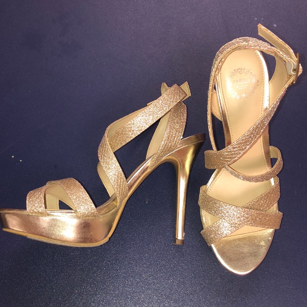 4 inch Gold glitter heels